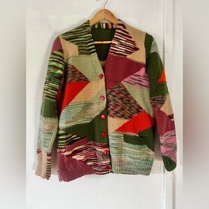 Multicolor Geometric Pattern Cardigan